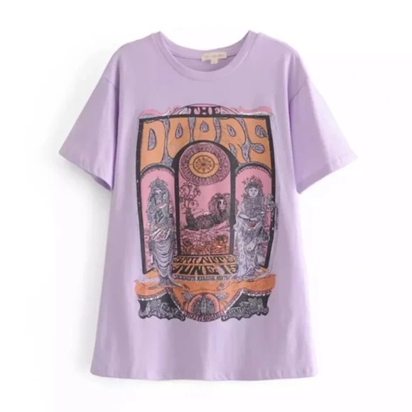 Lilac The Doors Rock Band Music Graphic Tee - Picture 7 of 7